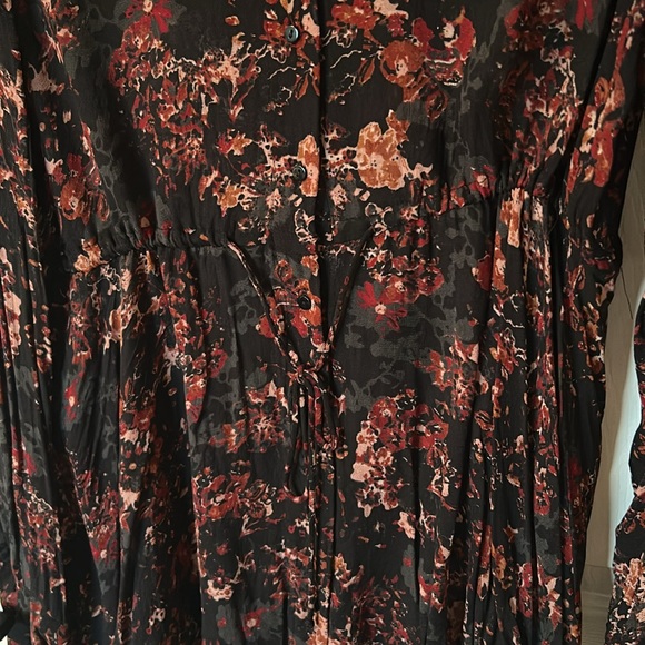Zara Premium Collection Sheer Floral Button Front Cinched Tie Waist Tunic - Picture 2 of 5